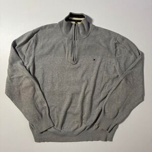 Grey Tommy Hilfiger Quarter Zip Sweater - XL